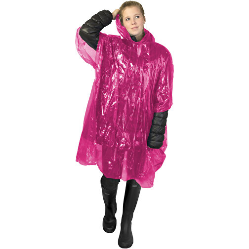 Ziva Einweg Regenponcho Mit Hülle , rosa, PE Kunststoff, 15,80cm x 1,00cm x 10,70cm (Länge x Höhe x Breite), Bild 5