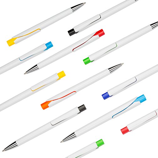 Kugelschreiber Liverpool Weiß , Promo Effects, weiß/gelb, Kunststoff, 14,10cm x 1,00cm x 1,20cm (Länge x Höhe x Breite), Bild 4