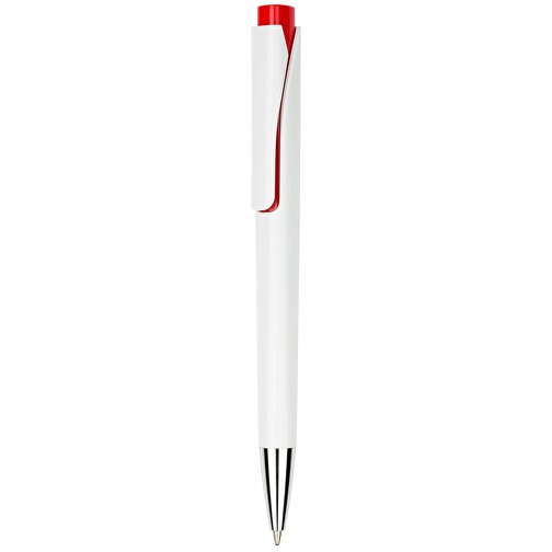 Kugelschreiber Liverpool Weiß , Promo Effects, weiß/rot, Kunststoff, 14,10cm x 1,00cm x 1,20cm (Länge x Höhe x Breite), Bild 2