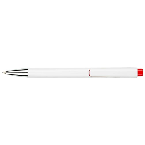 Kugelschreiber Liverpool Weiß , Promo Effects, weiß/rot, Kunststoff, 14,10cm x 1,00cm x 1,20cm (Länge x Höhe x Breite), Bild 3