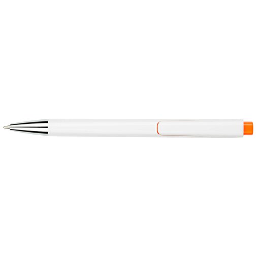 Kugelschreiber Liverpool Weiß , Promo Effects, weiß/orange, Kunststoff, 14,10cm x 1,00cm x 1,20cm (Länge x Höhe x Breite), Bild 3