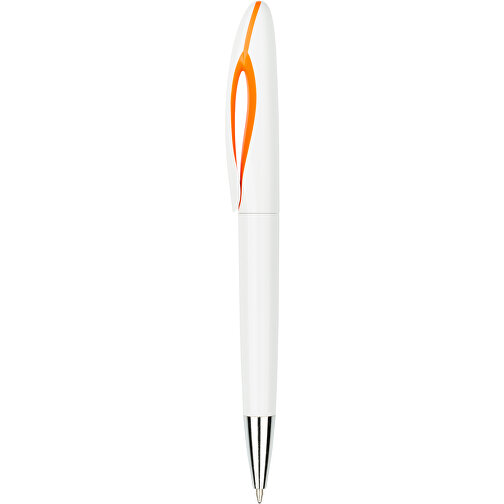 Kugelschreiber Tokio Weiß , Promo Effects, weiß/orange, Kunststoff, 14,50cm x 1,50cm (Länge x Breite), Bild 1