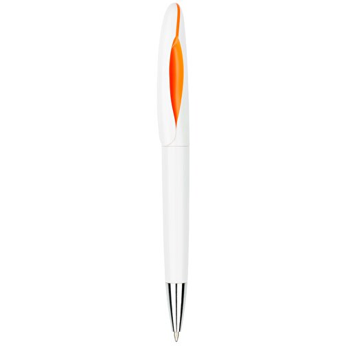 Kugelschreiber Tokio Weiß , Promo Effects, weiß/orange, Kunststoff, 14,50cm x 1,50cm (Länge x Breite), Bild 2