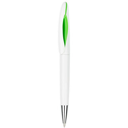 Kugelschreiber Tokio Weiß , Promo Effects, weiß/grün, Kunststoff, 14,50cm x 1,50cm (Länge x Breite), Bild 2