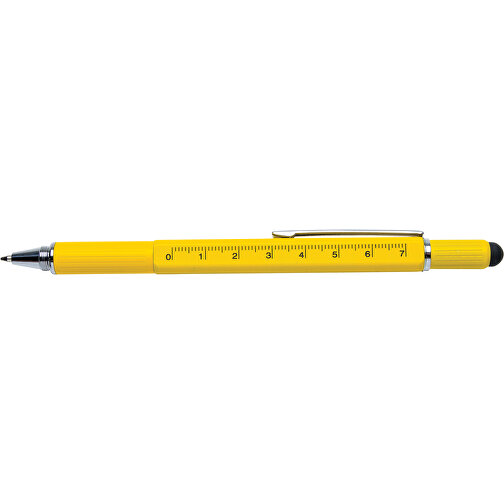 5-in-1 Aluminium Tool-Stift , gelb, Aluminium, 15,00cm x 1,30cm (Höhe x Breite), Bild 5