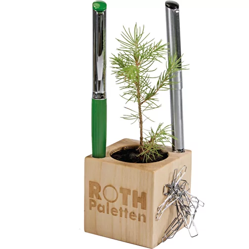 Pot cube bois de bureau de Noël - Epicéa - Epicéa, Image 2
