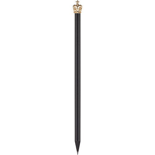 Bleistift Mit Metallkrone , schwarz, Krone gold, Holz, 19,00cm (Länge), Bild 1