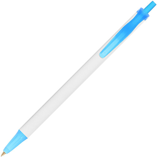 BIC® Clic Stic Kugelschreiber , BiC, weiß/gefr. blau, Kunststoff, 14,00cm x 1,20cm (Länge x Breite), Bild 2