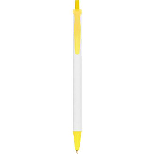 BIC® Clic Stic Kugelschreiber , BiC, weiß/gefr. gelb, Kunststoff, 14,00cm x 1,20cm (Länge x Breite), Bild 1