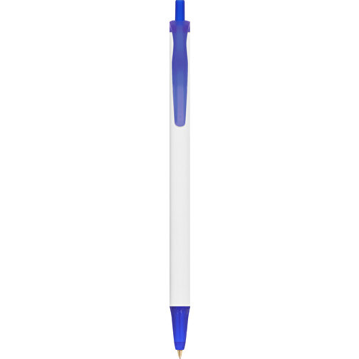 BIC® Clic Stic Kugelschreiber , BiC, weiß/gefr. dunkelblau, Kunststoff, 14,00cm x 1,20cm (Länge x Breite), Bild 1