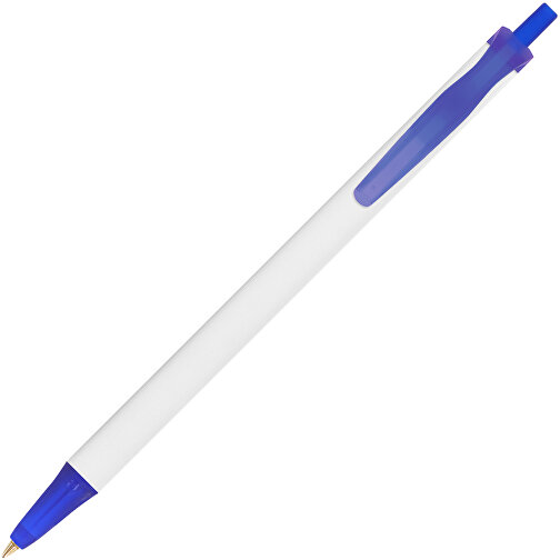 BIC® Clic Stic Kugelschreiber , BiC, weiss/gefr. dunkelblau, Kunststoff, 14,00cm x 1,20cm (Länge x Breite), Bild 2