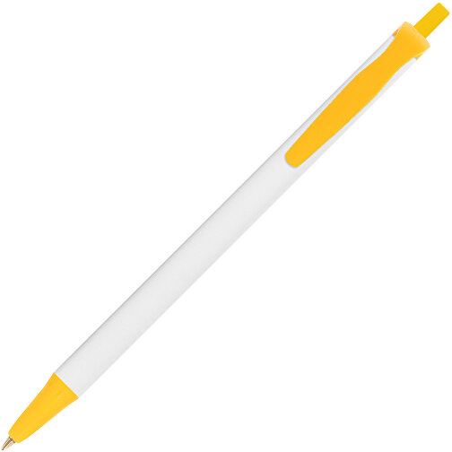 BIC® Clic Stic Kugelschreiber , BiC, weiß/gelb, Kunststoff, 14,00cm x 1,20cm (Länge x Breite), Bild 2
