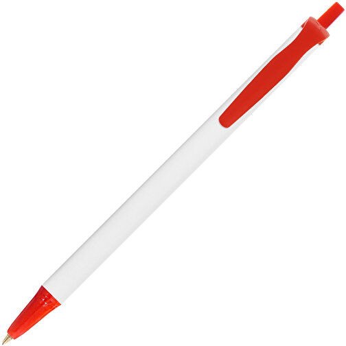 BIC® Clic Stic Kugelschreiber , BiC, weiß/rot, Kunststoff, 14,00cm x 1,20cm (Länge x Breite), Bild 2