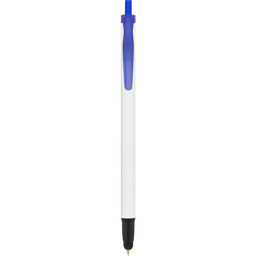 BIC® Clic Stic Stylus Kugelschreiber , BiC, weiss/gefr. dunkelblau/schwarz, Kunststoff, 14,00cm x 1,20cm (Länge x Breite), Bild 1