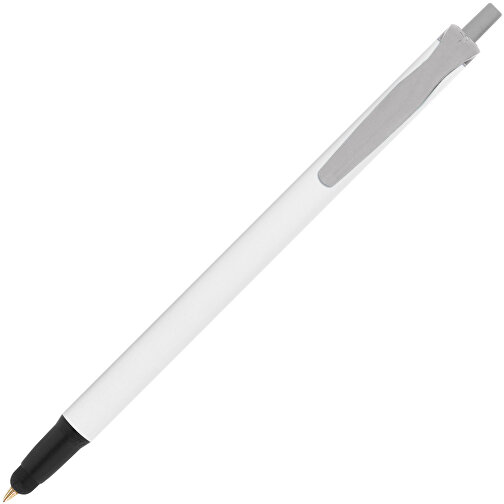 BIC® Clic Stic Stylus Kugelschreiber , BiC, weiß/metallgrau/schwarz, Kunststoff, 14,00cm x 1,20cm (Länge x Breite), Bild 2