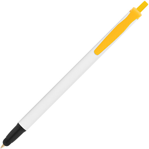 BIC® Clic Stic Stylus Kugelschreiber , BiC, weiß/gelb/schwarz, Kunststoff, 14,00cm x 1,20cm (Länge x Breite), Bild 2