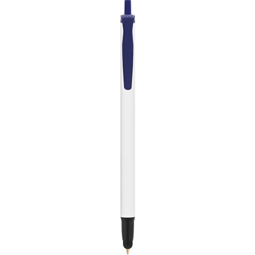 BIC® Clic Stic Stylus Kugelschreiber , BiC, weiß/marineblau/schwarz, Kunststoff, 14,00cm x 1,20cm (Länge x Breite), Bild 1