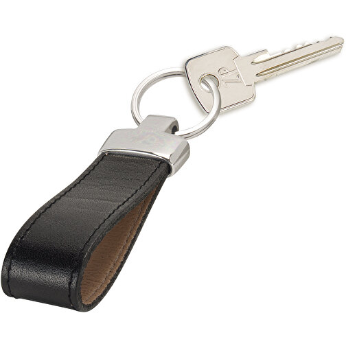 Schlüsselanhänger , schwarz, Anilin-Rindleder Toscana, 8,50cm x 2,50cm (Länge x Breite), Bild 1