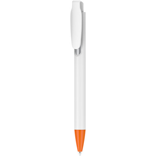 Kugelschreiber – Fanny Weiß , Promo Effects, orange, Kunststoff, 14,20cm x 1,20cm (Länge x Breite), Bild 1