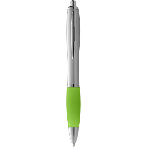 Nash Kugelschreiber Silbern Mit Farbigem Griff , silber / lindgrün, ABS Kunststoff, 14,00cm (Länge), Bild 1