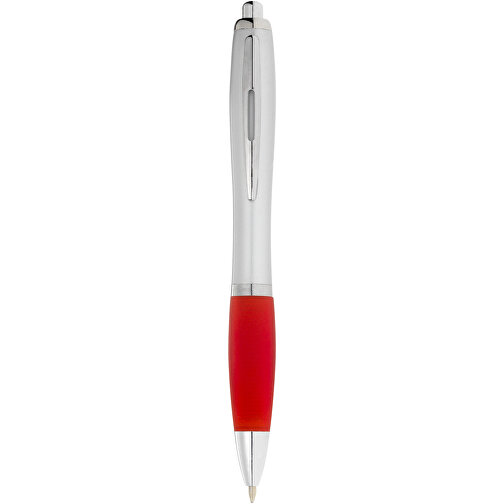 Nash Kugelschreiber Silbern Mit Farbigem Griff , silber / rot, ABS Kunststoff, 14,00cm (Länge), Bild 1