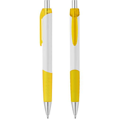 Druckkugelschreiber 'Epsilon' , weiß, gelb-transparent, ABS, 14,10cm (Länge), Bild 1