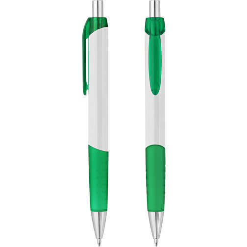 Druckkugelschreiber 'Epsilon' , weiß, grün-transparent, ABS, 14,10cm (Länge), Bild 1