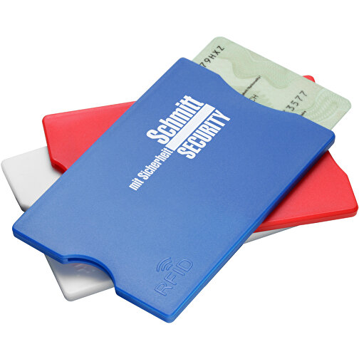 Porte-carte bancaire RFID (bleu, PS ALU, 15g) comme articles publicitaires  Sur