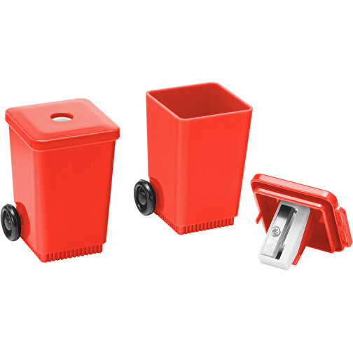Spitzer 'Mülltonne' , rot, PS+MET, 4,10cm x 5,70cm x 3,80cm (Länge x Höhe x Breite), Bild 1
