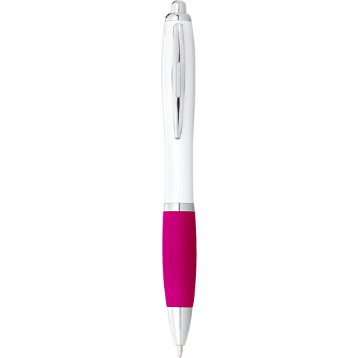 Nash Kugelschreiber Weiss Mit Farbigem Griff , weiss / rosa, ABS Kunststoff, 14,00cm (Höhe), Bild 1