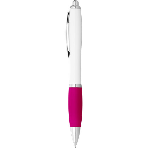 Nash Kugelschreiber Weiss Mit Farbigem Griff , weiss / rosa, ABS Kunststoff, 14,00cm (Länge), Bild 2