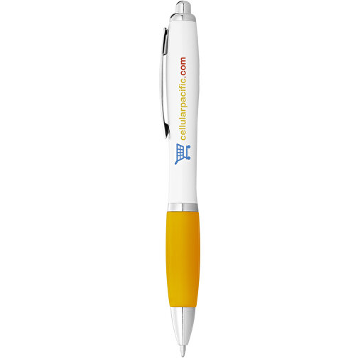 Nash Kugelschreiber Weiß Mit Farbigem Griff , weiß / gelb, ABS Kunststoff, 14,00cm (Länge), Bild 5