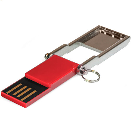 USB-Stick TINY 2GB , Promo Effects MB , silber / rot MB , 2 GB , Zinklegierung MB , 3 - 10 MB/s MB , 3,00cm x 0,40cm x 1,60cm (Länge x Höhe x Breite), Bild 3