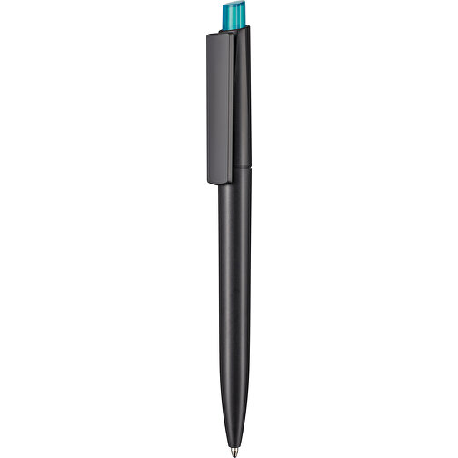 Kugelschreiber CREST RECYCLED , Ritter-Pen, schwarz recycled/türkis TR/FR, ABS-Kunststoff, 14,90cm (Länge), Bild 1