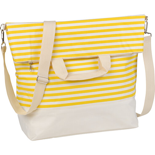 Strandtasche JUIST , beige, gelb, 300D Polyester, 43,00cm x 53,50cm x 19,00cm (Länge x Höhe x Breite), Bild 1