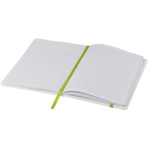 Spectrum Weißes A5 Notizbuch Mit Farbigem Gummiband , weiß / limone, PU Kunststoff, 21,00cm x 1,40cm x 14,00cm (Länge x Höhe x Breite), Bild 4