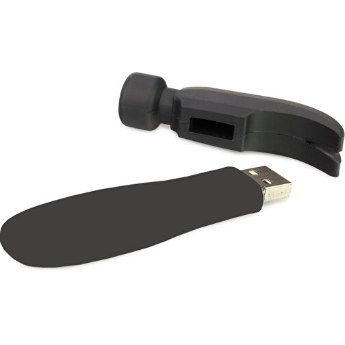 USB-Stick HAMMER 1GB , Promo Effects MB , schwarz MB , 1 GB , PVC MB , 3 - 10 MB/s MB , 9,40cm x 1,80cm x 7,00cm (Länge x Höhe x Breite), Bild 2
