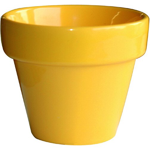 Tontopf Colour Basilikum , gelb, Ton, Kokosfaser, Folie, Samen, Papier, 7,00cm x 6,00cm x 7,00cm (Länge x Höhe x Breite), Bild 1