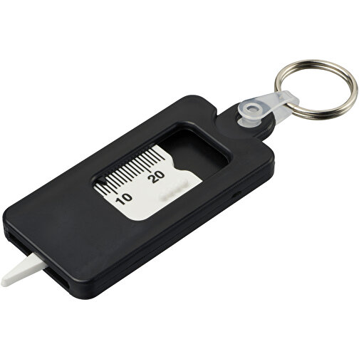 Kym Reifenprofilmesser Schlüsselanhänger , schwarz, HIPS Kunststoff, Metall, 6,90cm x 0,60cm x 2,90cm (Länge x Höhe x Breite), Bild 1