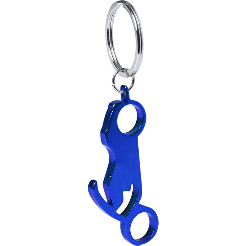 Schlüsselanhänger Flaschenöffner BLICHER , blau, Aluminium, 3,00cm x 0,40cm x 6,60cm (Länge x Höhe x Breite), Bild 2
