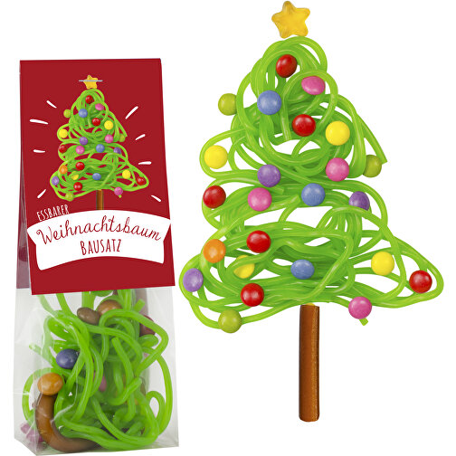 Naschbeutel Essbarer Weihnachtsbaum , Folientüte mit Kartonagenreiterr, 3,50cm x 14,50cm x 5,50cm (Länge x Höhe x Breite), Bild 1