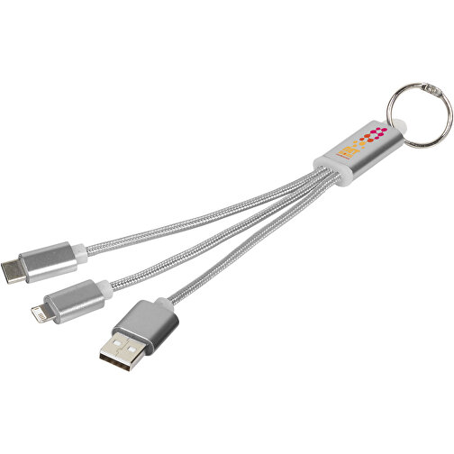 Câble de chargement 3-en-1 en métal avec porte-clés, Image 3