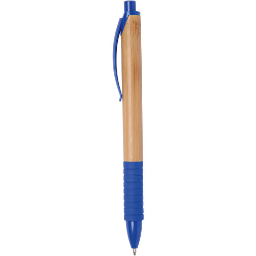 Kugelschreiber BAMBOO RUBBER , blau, braun, Bambus / Kunststoff, 14,30cm (Länge), Bild 1