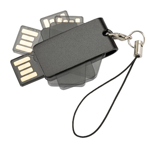 USB-Stick Turn 16GB , Promo Effects MB , schwarz MB , 16 GB , ABS MB , 3 - 10 MB/s MB , 3,90cm x 0,50cm x 1,50cm (Länge x Höhe x Breite), Bild 3