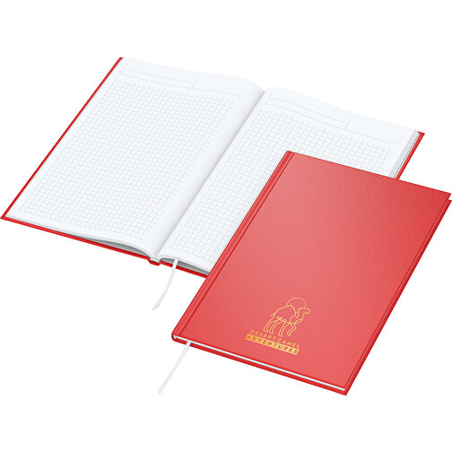 Notesbog Memo-Bog A5 Cover-Star mat-rød, silketryk digital x.press, Billede 1