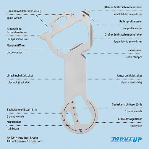 Set de cadeaux / articles cadeaux : ROMINOX® Key Tool Snake (18 functions) emballage à motif Danke, Image 10