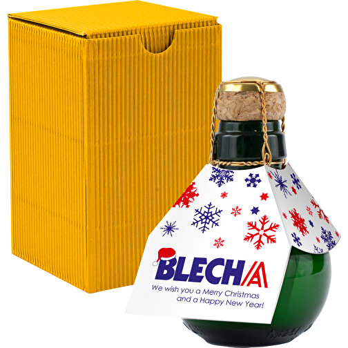 Kleinste Sektflasche Der Welt! Eigendesign - Inklusive Geschenkkarton In Gelb , gelb, Glas, 7,50cm x 12,00cm x 7,50cm (Länge x Höhe x Breite), Bild 1