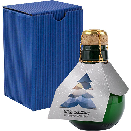 Kleinste Sektflasche Der Welt! Merry Christmas - Inklusive Geschenkkarton In Blau , blau, Glas, 7,50cm x 12,00cm x 7,50cm (Länge x Höhe x Breite), Bild 1