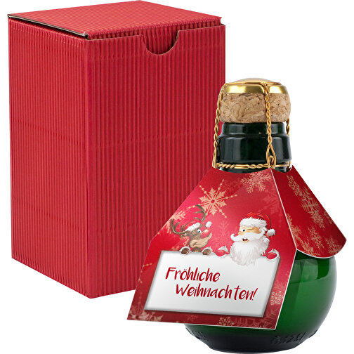 Kleinste Sektflasche Der Welt! Fröhliche Weihnachten - Inklusive Geschenkkarton In Rot , rot, Glas, 7,50cm x 12,00cm x 7,50cm (Länge x Höhe x Breite), Bild 1