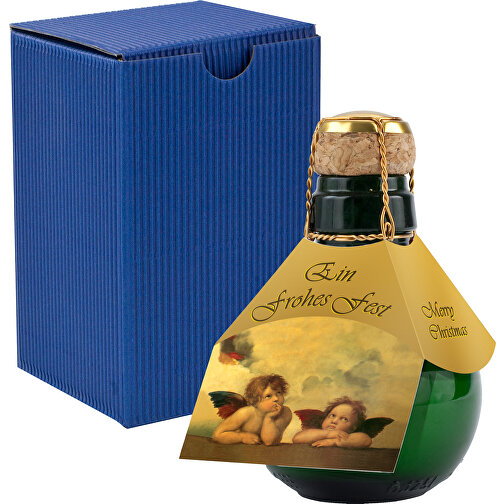 Kleinste Sektflasche Der Welt! Raffael - Inklusive Geschenkkarton In Blau , blau, Glas, 7,50cm x 12,00cm x 7,50cm (Länge x Höhe x Breite), Bild 1